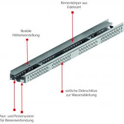 ACO Profiline Fassadenrinne höhenverstellbar für 3