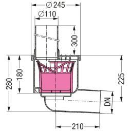 KESSEL Regenablauf Auslauf seitlich DN100 3