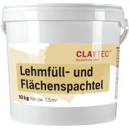 ClayTec Lehm Füll- und Flächenspachtel natur-Braun 10 kg 7,5 l für ca. 7,5 m² bei 1 mm Dicke, für den ökologischen Trockenbau