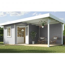 weka Designhaus 213 A/B grau Gartenhaus Poolhaus 19 mm starker Massivholzboden