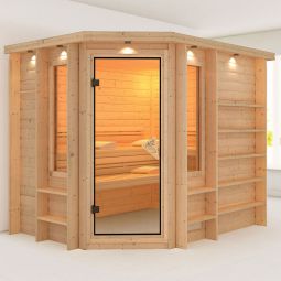 Karibu Sauna Riona incl. Dachkranz & Regalsystem