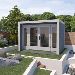 weka Designhaus 263 grau Gartenhaus inkl. bodentiefe Fensterelemente