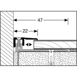 PARKETTFREUND Endprofil PF 487 B edelstahl 270 cm, Twin Aluminium eloxiert Endprofil aus Edelstahl für Abschlüsse an Wänden.