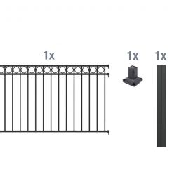 Alberts Zaun-Anbauset Circle matt schwarz Metallzaun Aluminium, zum Aufschrauben, 200 cm Breite