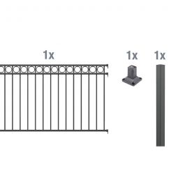 Alberts Zaun-Anbauset Circle anthrazit Metallzaun Aluminium, anthrazit 7016, zum Aufschrauben, 200 cm Breite