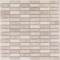 Wellker Natursteinmosaik Huaraz Parallel Traverin / Beige Noce getrommelt 30,5x30,5 cm Mosaikfliesen auch als Muster erhältlich