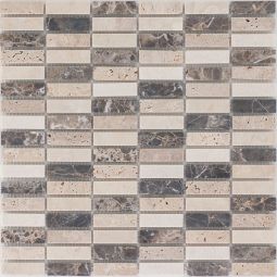 Wellker Natursteinmosaik Huaraz Parallel Travertin / Beige Marmor Emparador getrommelt 30,5x30,5 cm Mosaikfliesen auch als Muster erhältlich