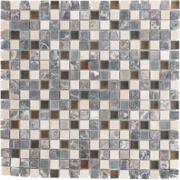 Wellker Kombimosaik Naturstein Metall Mauritius Marmormix Beige Braun Glas braun Edelstahl 30x30 cm 8 mm Mosaikfliesen auch als Muster erhältlich