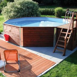 weka Massivholzpool 593 B2 Swimmingpool Sockelmaß 471x571 cm