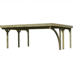 Karibu Doppelcarport Classic mit Rundbogen Unterstand verschiedene Größen, kesseldruckimprägniert, Pfostenstärke 90x90mm