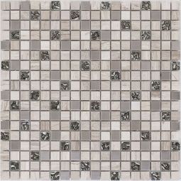 Wellker Kombimosaik Naturstein Metall Glas Grau Marmor Gau Edelstahl 30x30 cm Mosaikfliesen 8 mm auch als Muster erhältlich