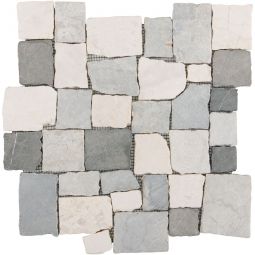 Wellker Natursteinmosaik Multiformat Marmor Ilo Creme Grey Black 30x30 cm Mosaikfliesen auch als Muster erhältlich