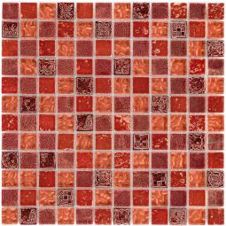 Wellker Kombimosaik Glas Naturstein Caraz Red 30x30 cm Mosaikfliesen 8 mm auch als Muster erhältlich