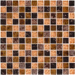 Wellker Kombimosaik Glas Naturstein Caraz Brown 30x30 cm Mosaikfliesen 8 mm auch als Muster erhältlich