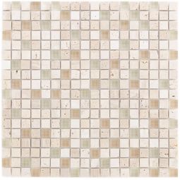 Wellker Kombimosaik Glas Naturstein Pilar Cream 30x30 cm Mosaikfliesen 8 mm auch als Muster erhältlich