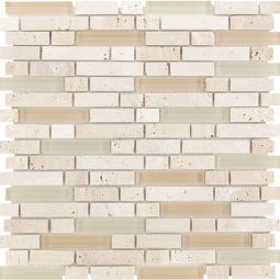 Wellker Kombimosaik Glas Naturstein Pilar Cream Line 30x30 cm Mosaikfliesen 8 mm auch als Muster erhältlich