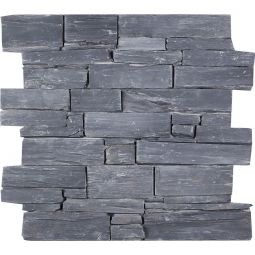 Wellker Wandverblender Naturstein auf Zement Schwarz 55x20x3-4cm Riemchen auch als Muster erhältlich