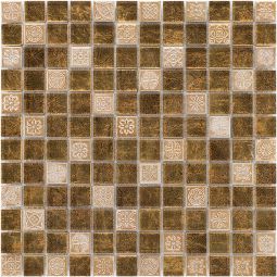 Wellker Kombimosaik Glas Naturstein Pisco Gold Reliev 30x30 cm Mosaikfliesen 8 mm auch als Muster erhältlich