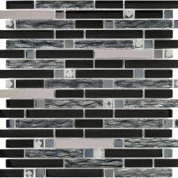 Wellker Kombimosaik Glas Naturstein Viru Black Brick 30x30 cm Mosaikfliesen 8 mm auch als Muster erhältlich