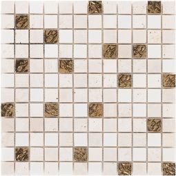 Wellker Kombimosaik Naturstein Metall Arequipa Gold 30x30 cm Mosaikfliesen 8 mm auch als Muster erhältlich