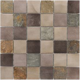 Wellker Kombimosaik Naturstein Metall Alu Dark Grey Beige Mix 30x30 cm Mosaikfliesen 8 mm auch als Muster erhältlich