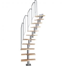 Wellker Systemtreppe Aktionsmodell Buche inkl. Geländer, bis max. 276 cm Höhe einstellbar