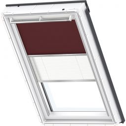 VELUX Verdunkelung Plus DFD Manuell Uni Dunkelbraun/Weiß 4559 Verunkelungsrollo und Faltstore, flexibler Wechsel zwischen Lichtschutz und Sichtschutz, für verschiedene VELUX-Dachfenster geeignet