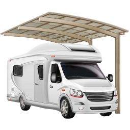 XIMAX Aluminium Carport Portoforte Typ 80 Caravan Edelstahl Optik Unterstand 4954x2704 mm extra hoher und freitragender Einzelcarport