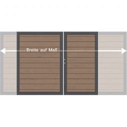 TraumGarten Sichtschutz Doppeltor SYSTEM WPC auf Maß Konfigurieren Sie Ihr Tor selbst: Farbe, Öffnungsrichtung, Breite und Höhe