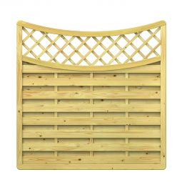 TraumGarten Sichtschutzzaun Holz XL Schwung mit Gitter-rund-unten Sichtschutz Lamellenzaun Verstärkter Rahmen, Lamellen glatt gehobelt, Größe:  179x179 cm