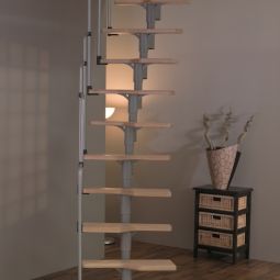 Minka Mittelholmtreppe Twister Buche grau Raumspartreppe inkl. Metallgeländer, bis Geschosshöhe 294 cm