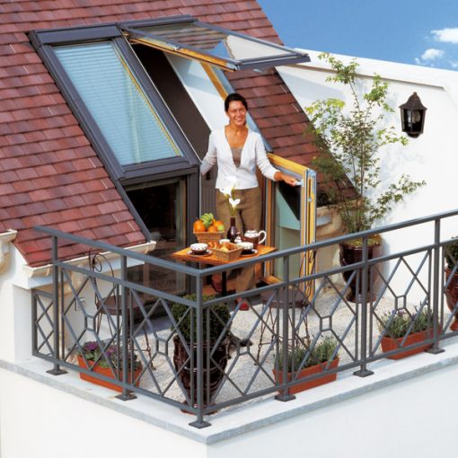 VELUX Dachterrasse Holz/Kiefer weiß lackiert 2