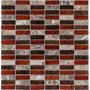 Wellker Kombimosaik Glas Naturstein Maceio Marmor Marron Glasmix Rot Braun Parallel 30x30 cm Mosaikfliesen 8 mm