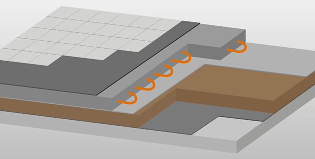 Fußbodenaufbau mit Fußbodenheizung